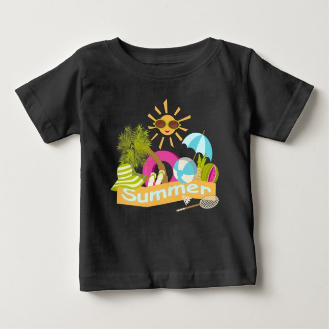 Sommarsemester som leker sol i solglasögon t shirt (Framsida)