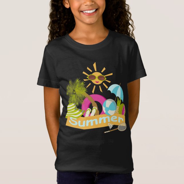 Sommarsemester som leker sol i solglasögon t shirt (Framsida)