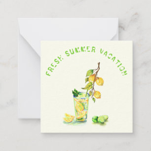 Sommarsemesterkort Citroncocktail - Anpassad text Anteckningskort