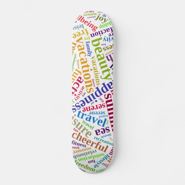 sommarsemestermoln i ord skateboard bräda 20 cm (Framsida)