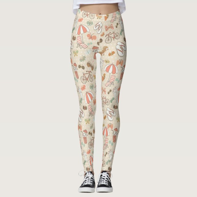 Sommarsemestermönster Leggings (Framsida)