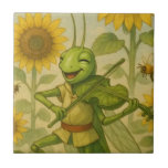 Sommarserenat: Glatta Spelmannen Grashopper Kakelplatta<br><div class="desc">En charmerande illustration av en glad gräshoppa som spelar sin fiol i ett vibrerande solrosblomma fält, omgiven av en buzzande bin och en graciös fjäril. Perfekt för natur älskare, musiker och alla som uppskattar vismisk och glatt konst. Med inspiration från klassiska fabler ger denna design en aning sommarmagi till alla...</div>
