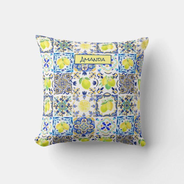 Sommarsiciliansk citrus Mediterranean majolica Kudde (Framsida)