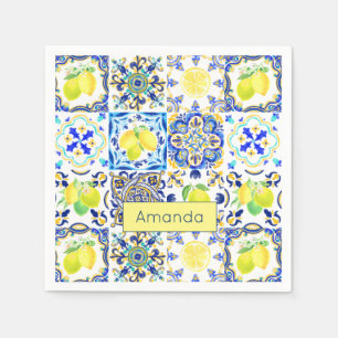 Sommarsiciliansk citrus Mediterranean majolica Pappersservett
