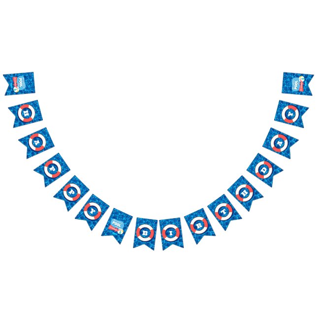 Sommarsimming Bassäng Party Tropical Birthday Blue Vimplar (Alla)