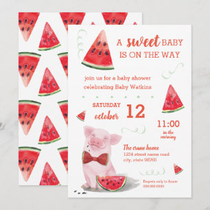 Sommarskidåkare Watermelon Gris Sweet Baby Inbjudningar