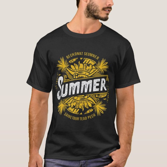 Sommarskjorta, Beach t-shirt Design. (Framsida)
