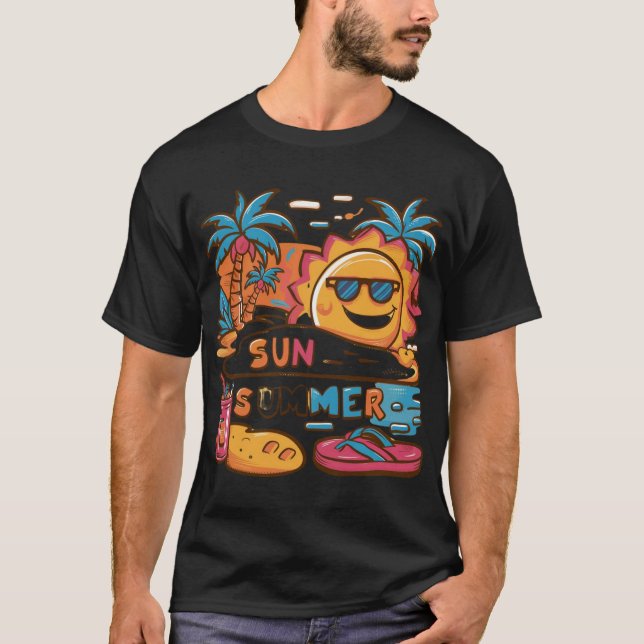Sommarskjorta, Beach t-shirt Design. (Framsida)