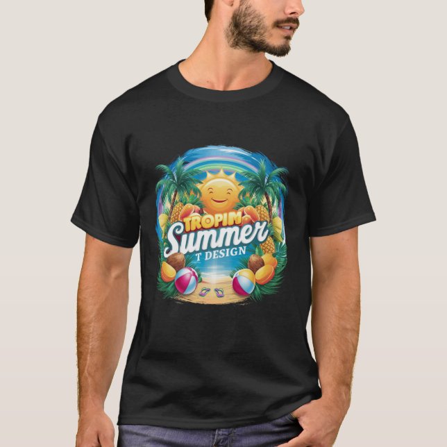 Sommarskjorta, Beach t-shirt Design. (Framsida)