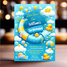 Sommarskummet Stänk sommaren Anka 1:a födelsedagen Inbjudningar