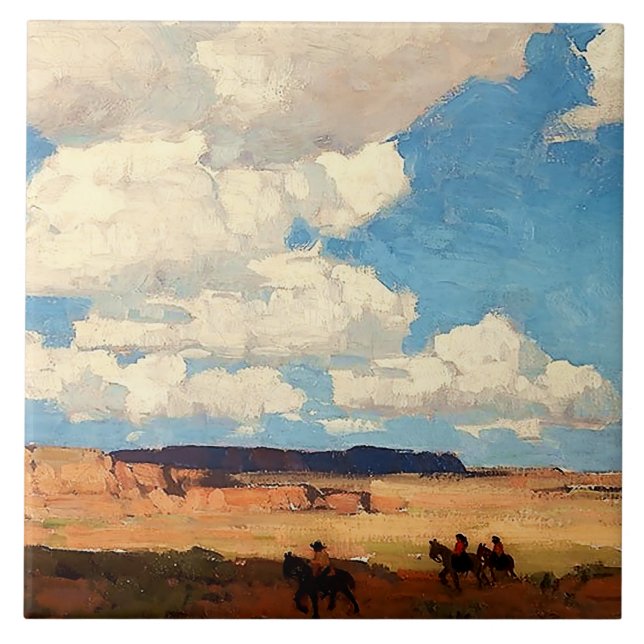 “Sommarskyar” västerländsk konst av Edgar Payne Kakelplatta (Framsidan)