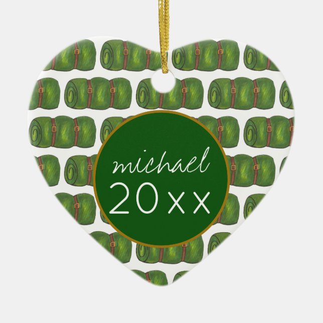 Sommarskyddshamn Grönt Sleeping Bag Julgransprydnad Keramik (Framsidan)