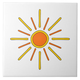 Sommarsol. Gult och orange. Kakelplatta