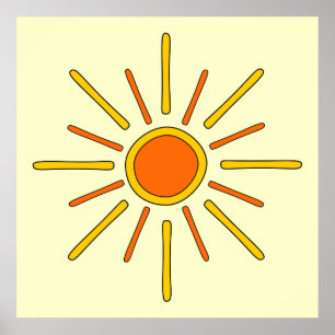 Sommarsol. Gult och orange. Poster