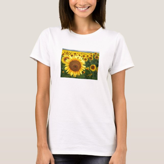 Sommarsolblommor Dam Spaghetti Top T-shirt (Framsida)