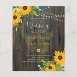 Sommarsolblommor Rustic Wood Bröllop Flygblad