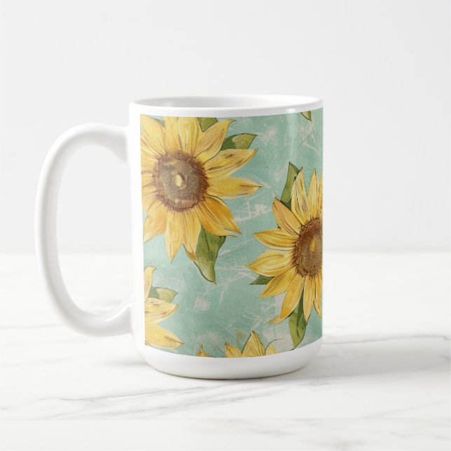 Sommarsolfjädergul akvarell  kaffemugg (Vänster)