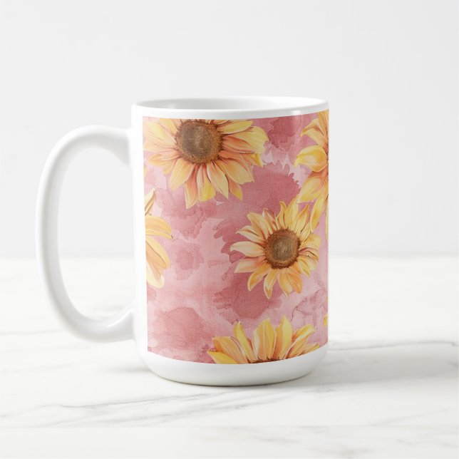 Sommarsolfjädergul akvarell  kaffemugg (Vänster)