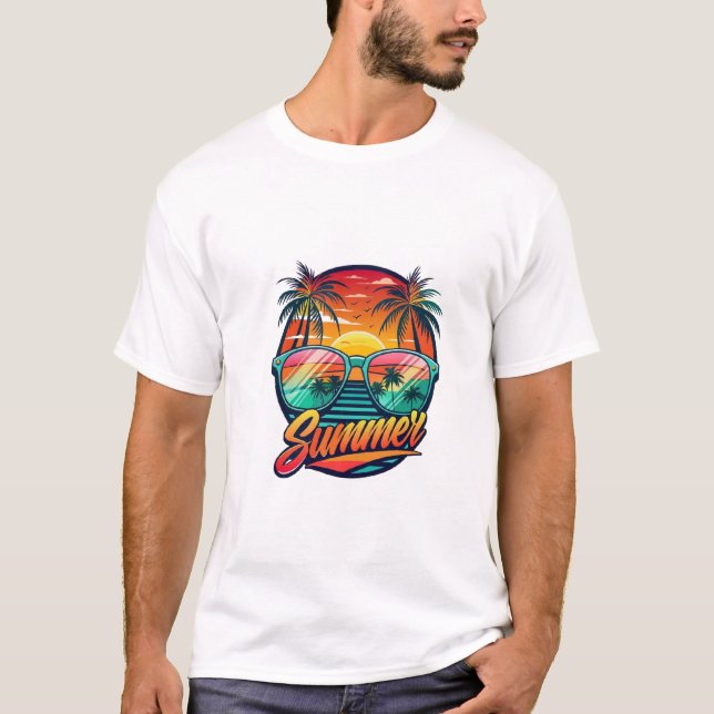 Sommarsolglasögon T-Shirt - Tropical Sunset (Framsida)