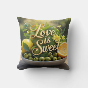 Sommarsoliga citroner, oliver, citrusskivor kudde