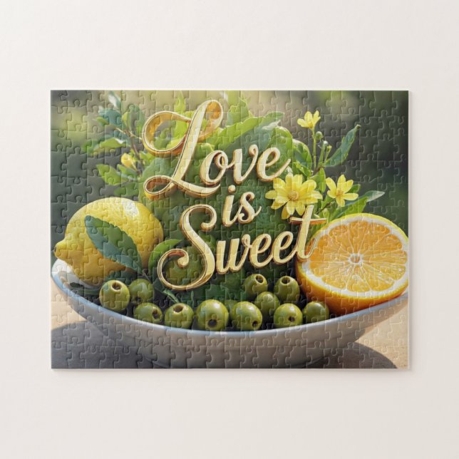 Sommarsoliga citroner, oliver, citrusskivor pussel (Horisontell)