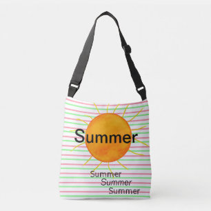 Sommarsolnedgång Geometric Rand Rosa Grönt White Axelväska