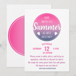 sommarsolnedgång i party rosa bassäng inbjudningar
