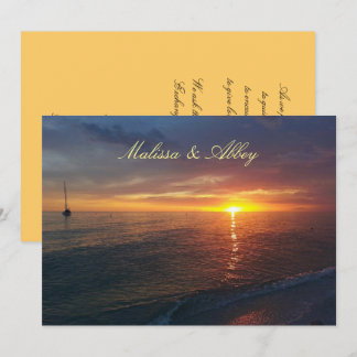 Sommarsolnedgång, inbjudan till tropiskt bröllop