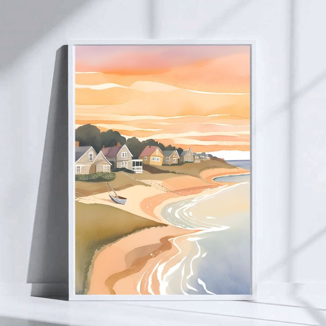 Sommarsolnedgång | Martha's Vineyard akvarell Poster (Skapare uppladdad)