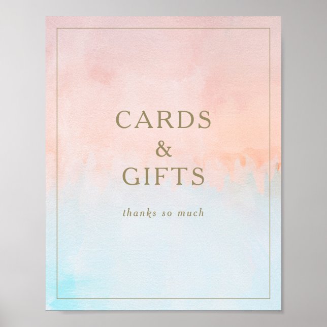 Sommarsolnedgång Vattenfärgskort och present skylt (Framsidan)