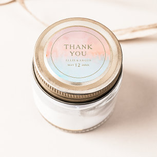Sommarsolnedgång Watercolor Tack Wedding Favor Runt Klistermärke