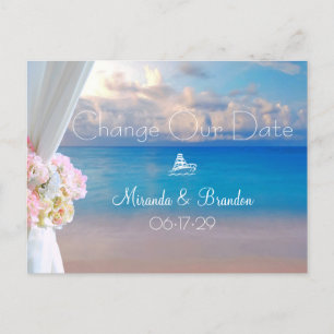 Sommarsolnedgången Blommigt Beach Wedding Ändra da Meddelande Vykort