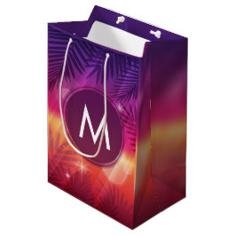 Sommarsolnedgången Handflatan Träd Monogram Lila O