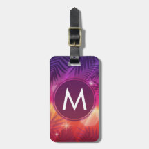 Sommarsolnedgången Handflatan Träd Monogram Lila O