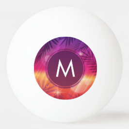 Sommarsolnedgången Handflatan Träd Monogram Lila O Pingisboll