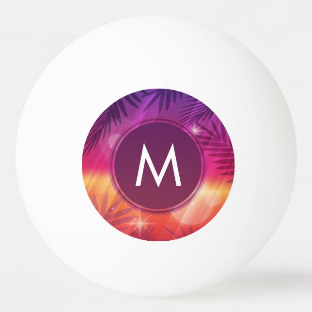 Sommarsolnedgången Handflatan Träd Monogram Lila O Pingisboll (Framsidan)