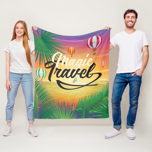 Sommarsolnedgången Himlar, Sea strand Magic Travel Fleecefilt (På plats)