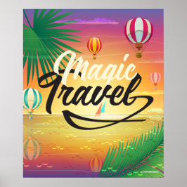Sommarsolnedgången Himlar, Sea strand Magic Travel Poster