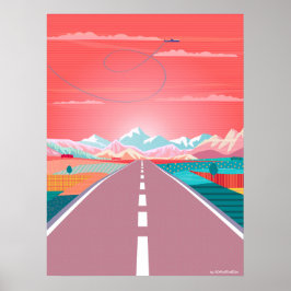 Sommarsolnedgången Himlar, vägen Resa till Rocky M Poster