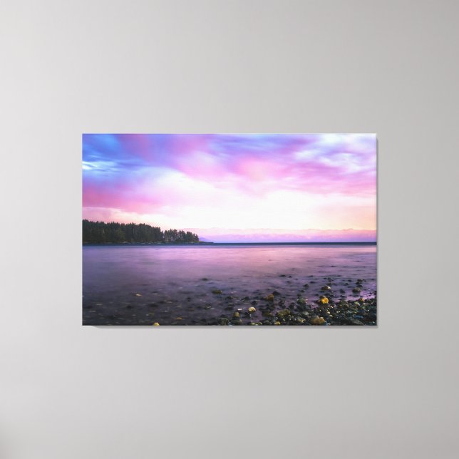 Sommarsolnedgången över en butik canvastryck (Framsida)