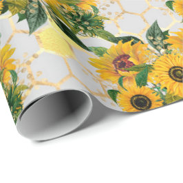 Sommarsolros Guld Honeycomb Gift Presentpapper