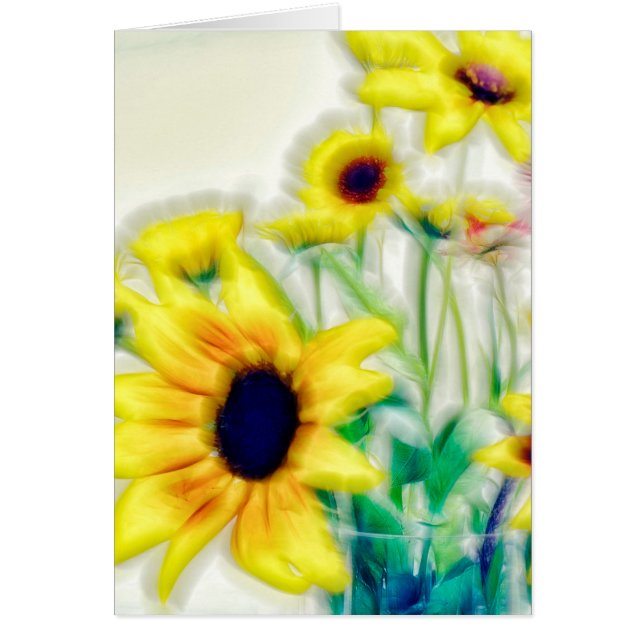 Sommarsolros och Strawflower bukett Hälsningskort (Framsidan)