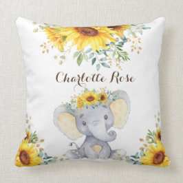 Sommarsolrosblomman Elephant Peanut Flicka Nursery Kudde
