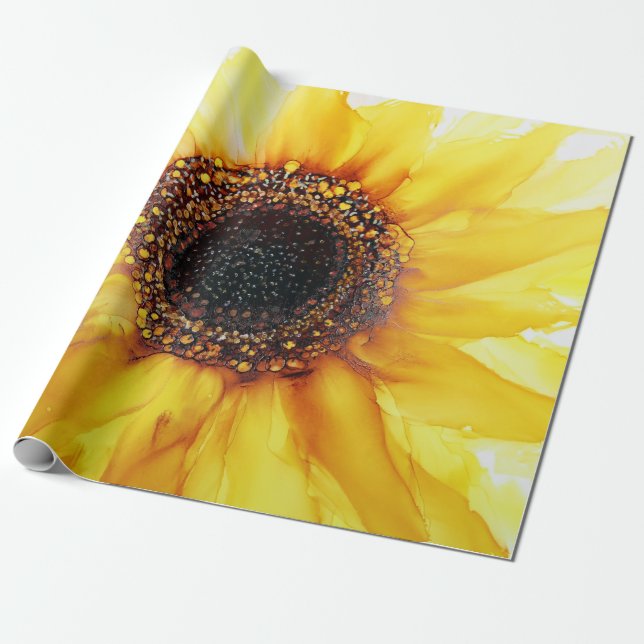 Sommarsolrosblommor Abstrakten Wrapping Papper Lak Presentpapper (Utrullad)