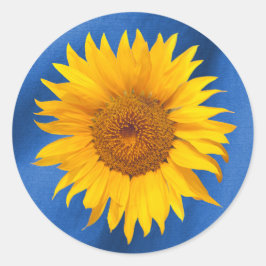 Sommarsolrosblommor Royalet Blue Wedding Favor Runt Klistermärke
