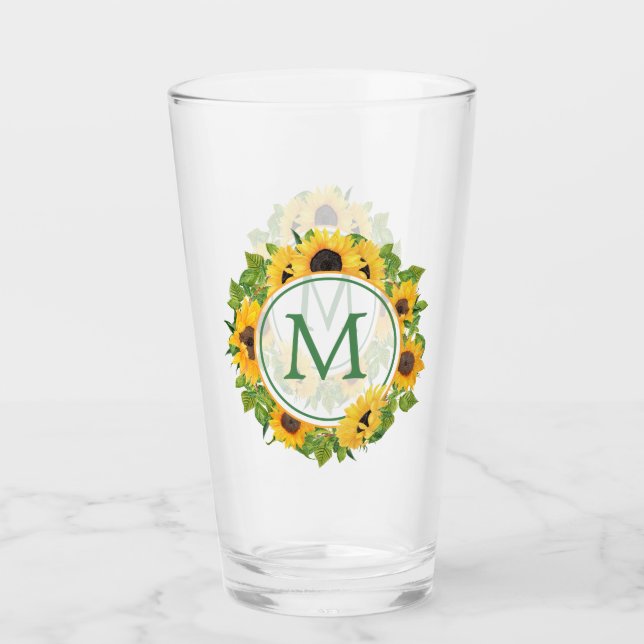Sommarsolrosen cirklar monogramen glaskopp (Framsida)