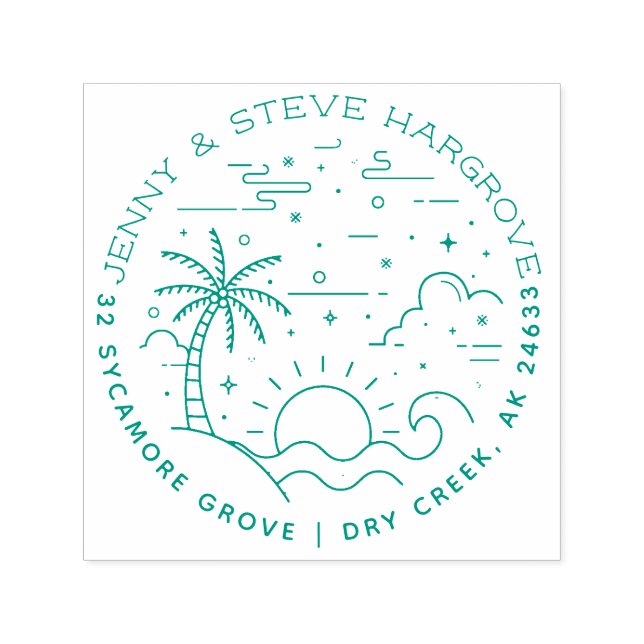 Sommarsolset Beach Married Couple Returadress Självfärgande Stämpel (Design)