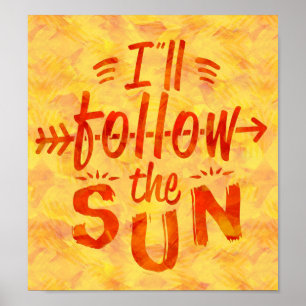 Sommarsolskenans Orange Färgton följt Sol Typograf Poster