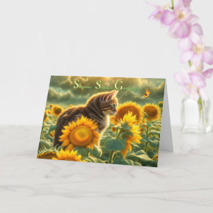 Sommarsolstånd Litha Midsommarafton Söt Katt Kort