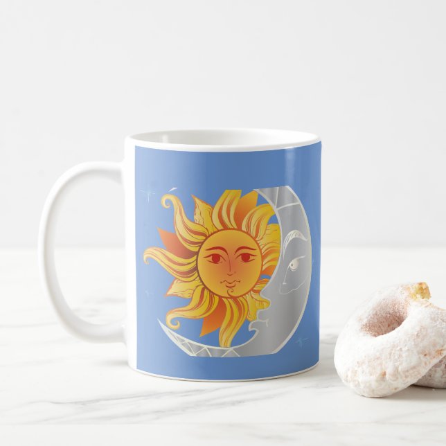 Sommarsolstånd sol och måne kaffemugg (Med munk)